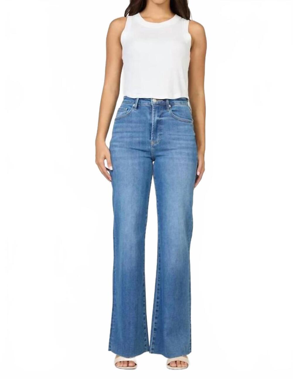 NEW DEAR JOHN DENIM fiona wide leg jeans in fog sky